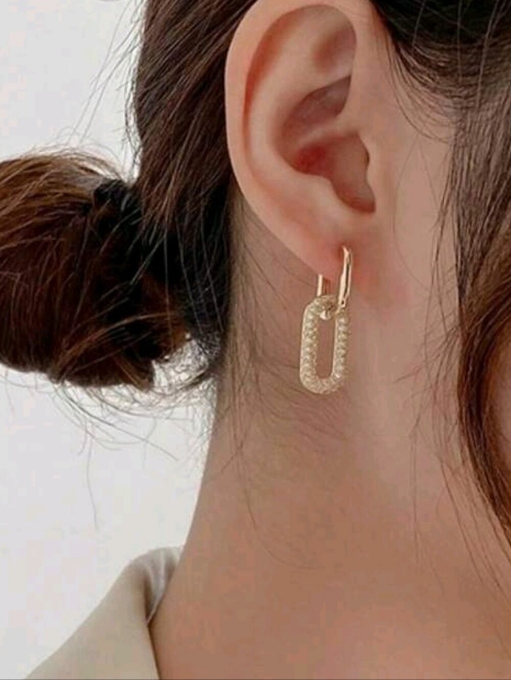 Gold Textured Oval Link Hoop Earrings - Women's Jewelry